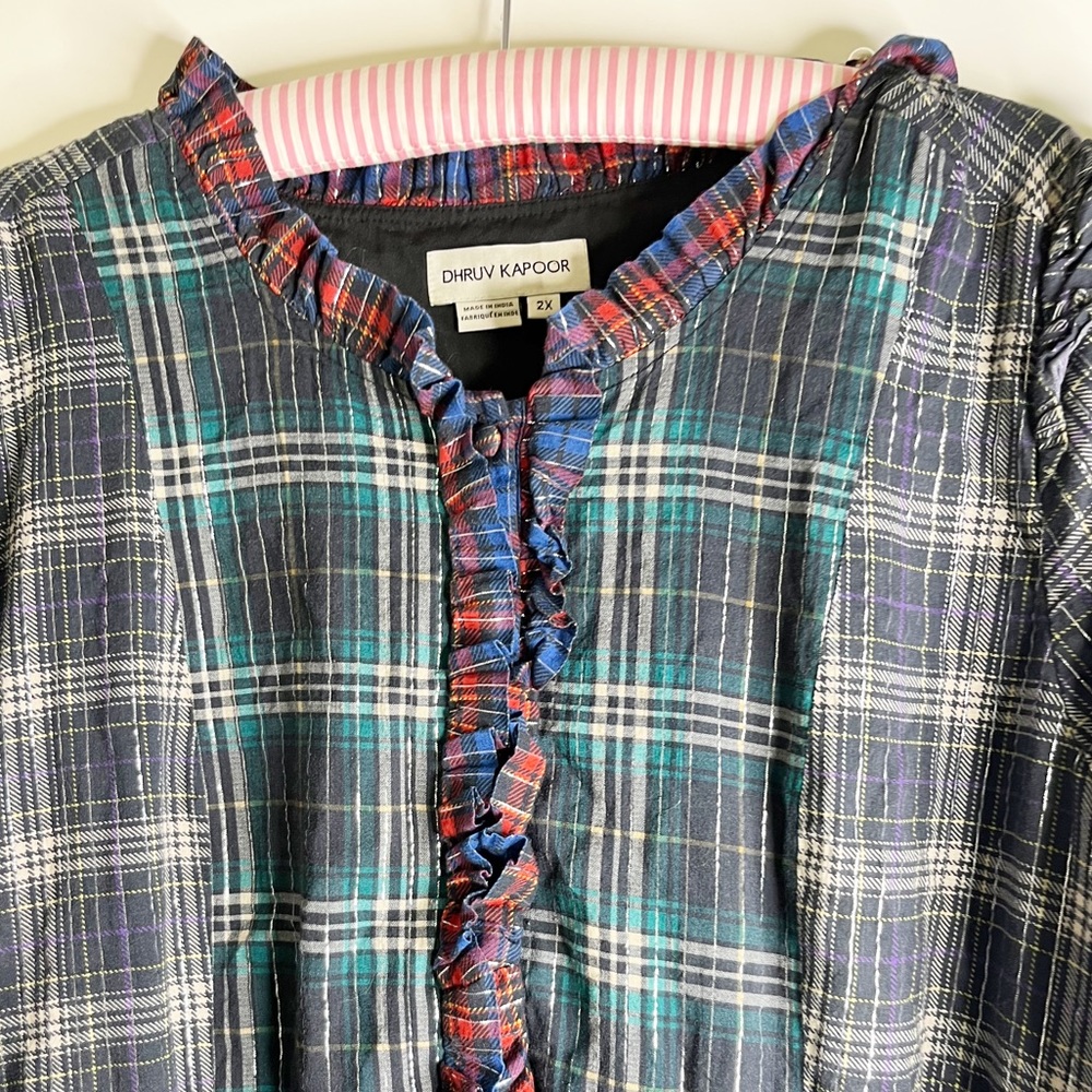 Anthropologie Dhruv Kapoor Ariana Plaid Ruffled Mini Dress - Picture 13 of 16